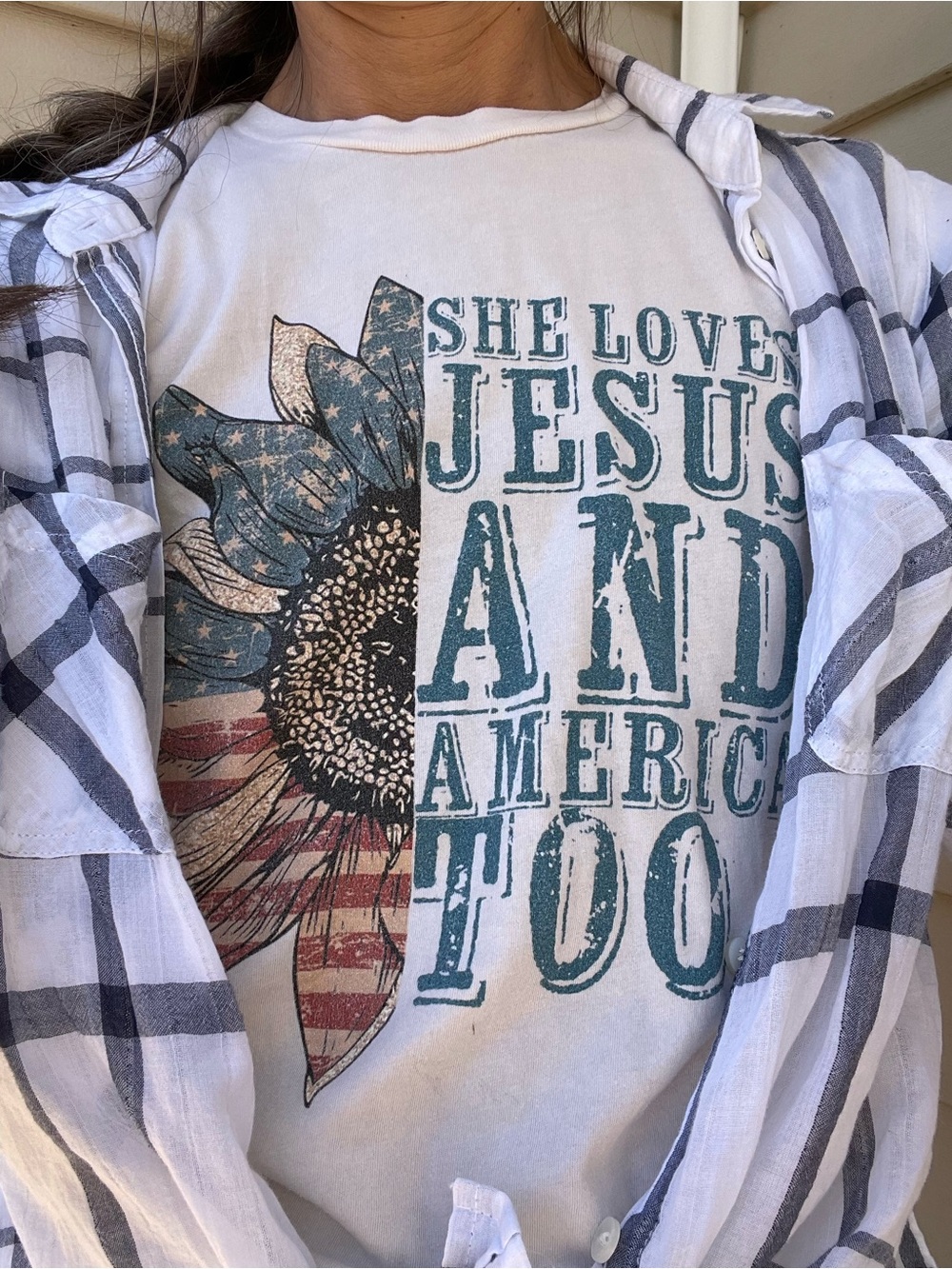 Tom Petty Lyrics Graphic Tee with Patriotic Sunflower